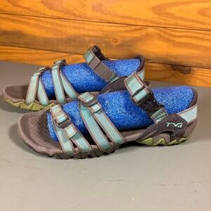 Teva Tirra Sport Sandals Womens Shoes 9 Green Brown Strappy Water 6514 Outdoor